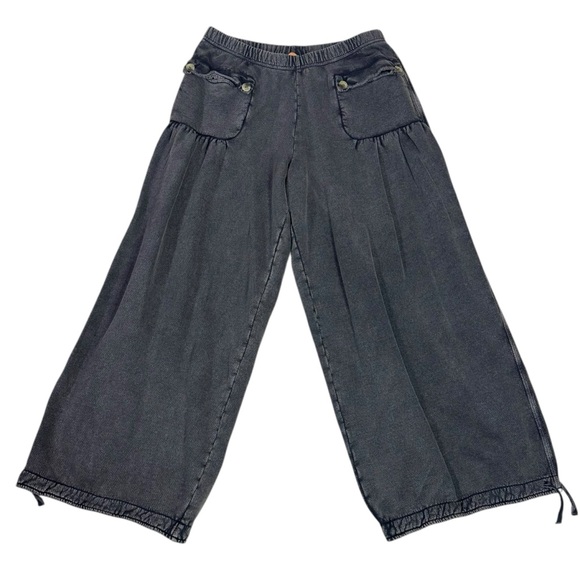 NWT FREE PEOPLE FP One Bohemian Wide Leg Barrel Arden Knit Pants Washed Black XL - Picture 8 of 12